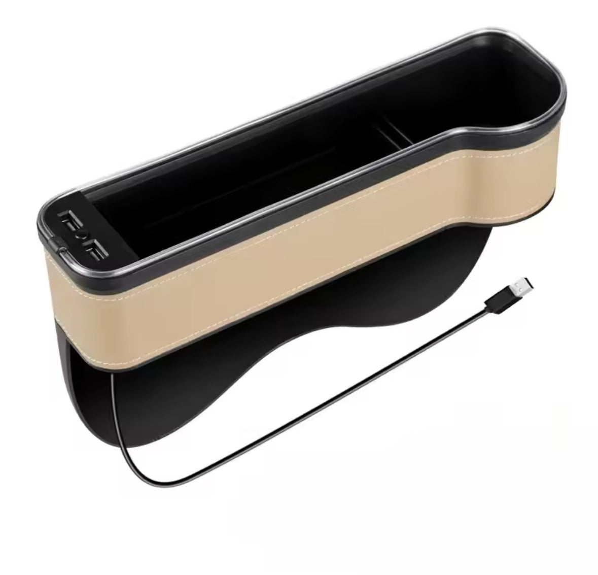 New Car Crevice Storage Box with 2 USB Charger Colorful LED Seat Gap Slit Pocket Seat Organizer Card Phone Bottle Cups Holder