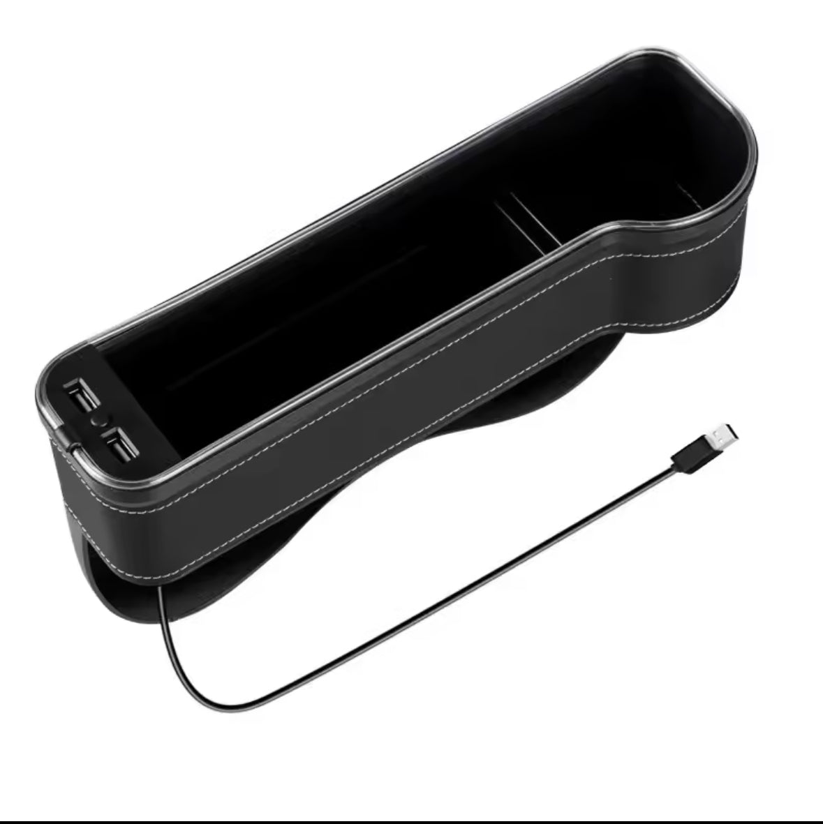 New Car Crevice Storage Box with 2 USB Charger Colorful LED Seat Gap Slit Pocket Seat Organizer Card Phone Bottle Cups Holder